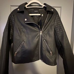 Boohoo Black Leather Jacket NWOT